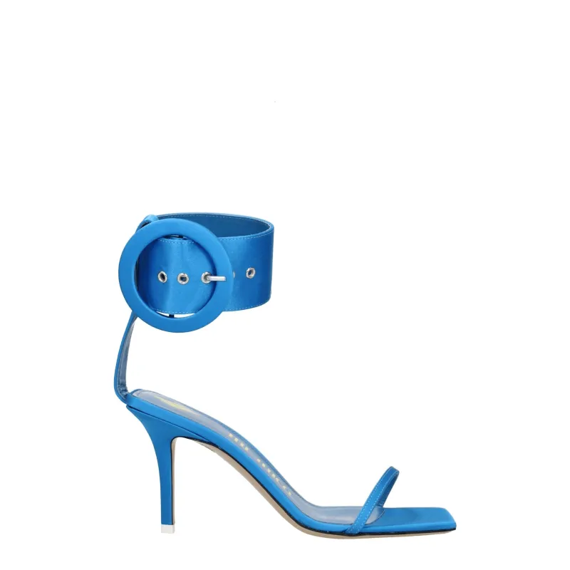 The Attico Light Blue Satin Stiletto Heel Sandals sold by Siebentaschen