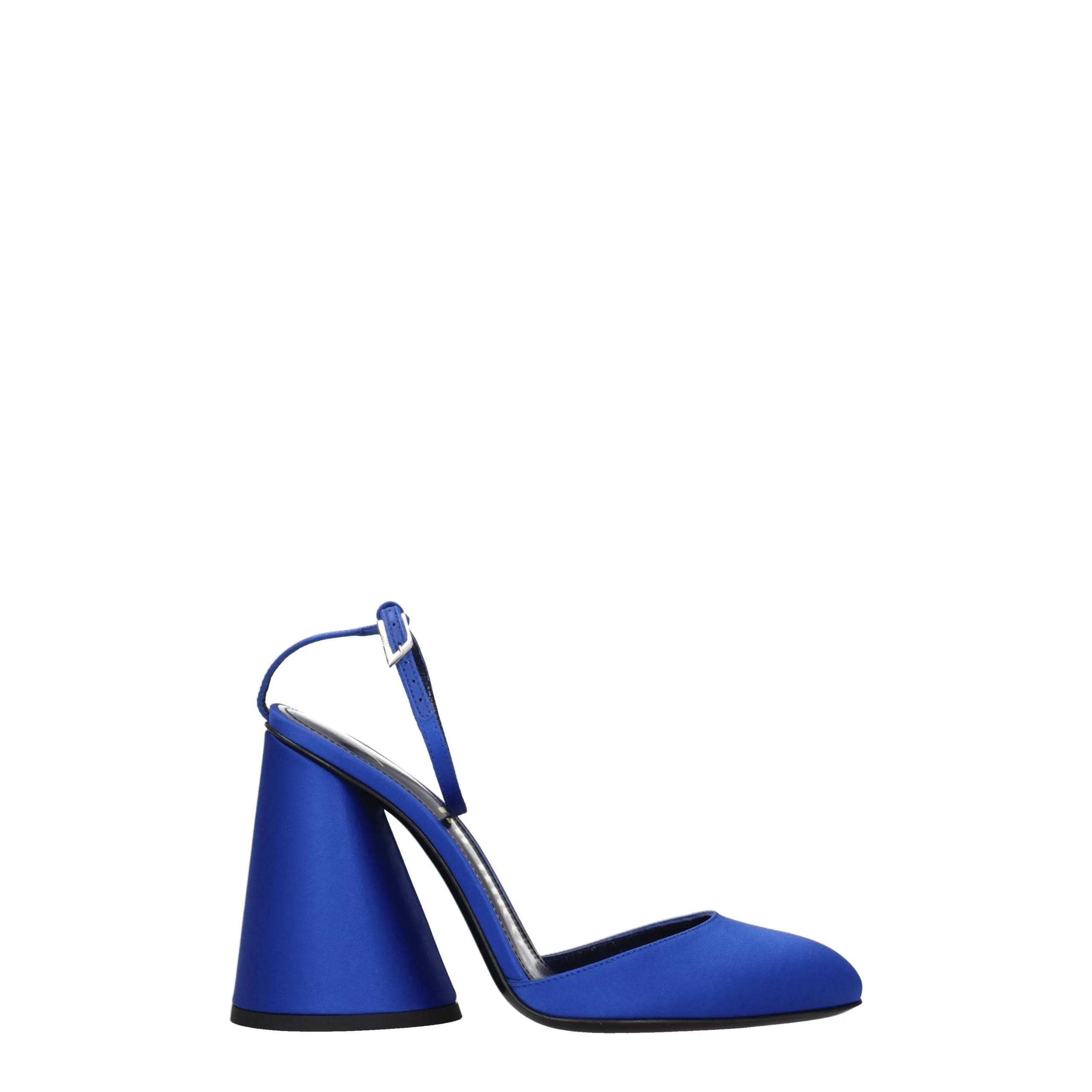 The Attico Blue Satin Platform Sandals sold by Siebentaschen