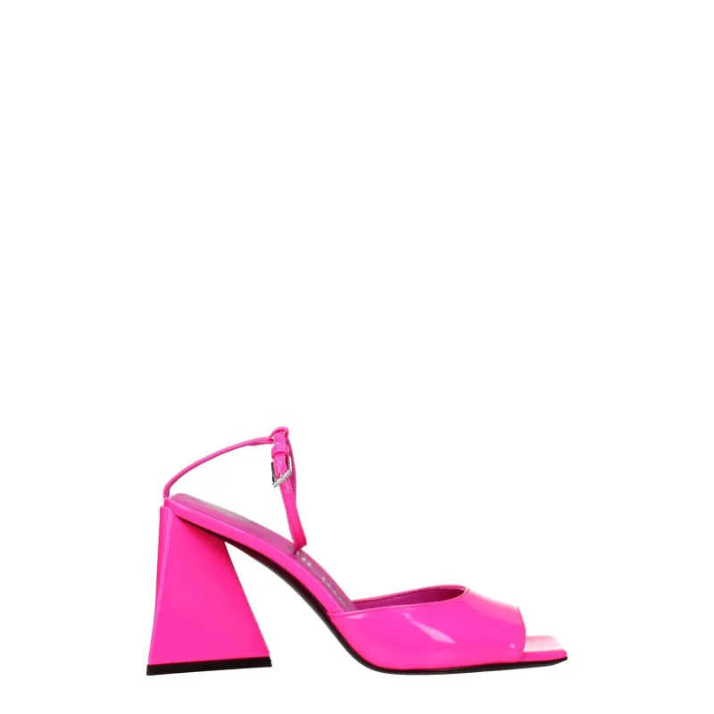 The Attico Pink Leather Stiletto Heel Sandals sold by Siebentaschen