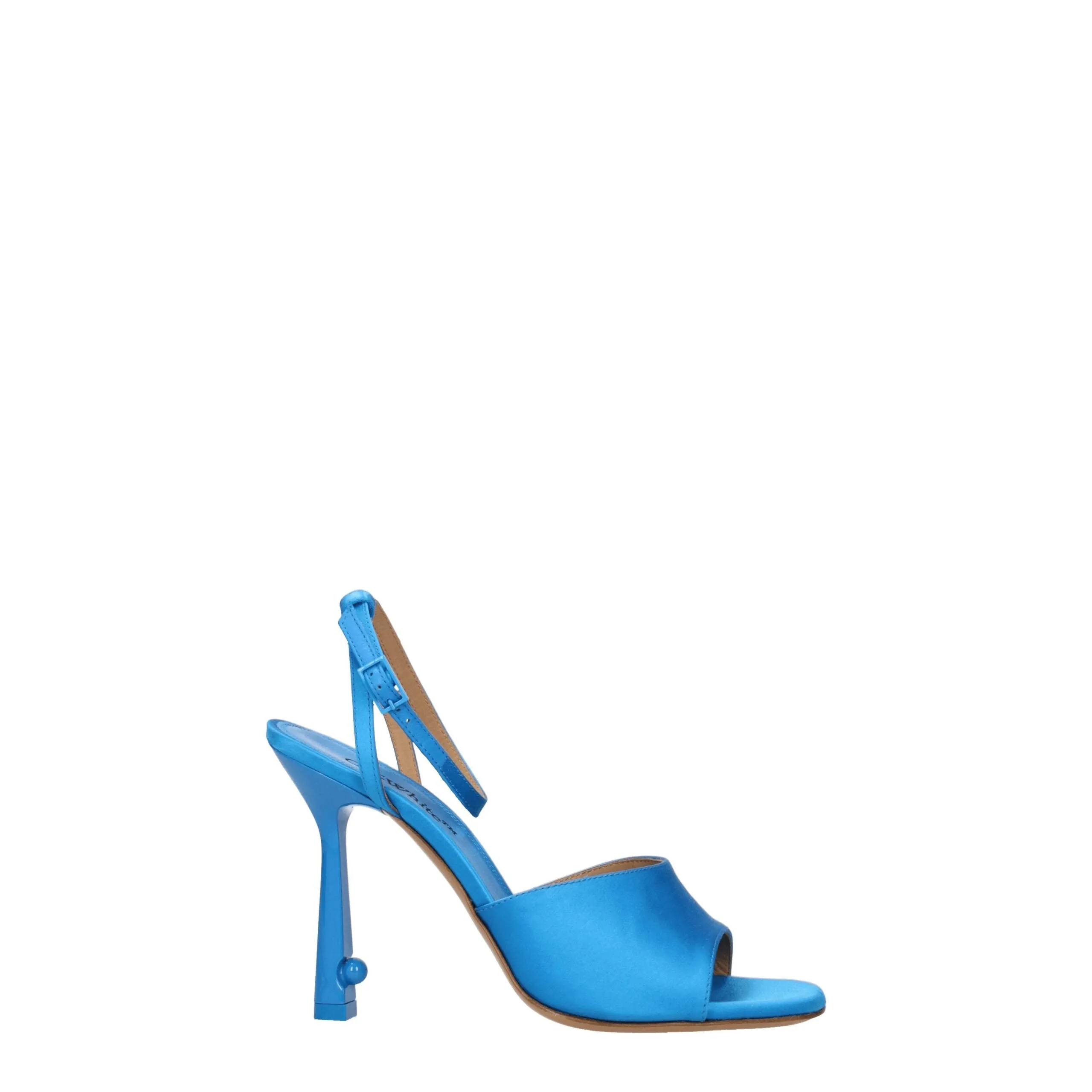 Off-White Blue Satin Stiletto Heel Sandals sold by Siebentaschen