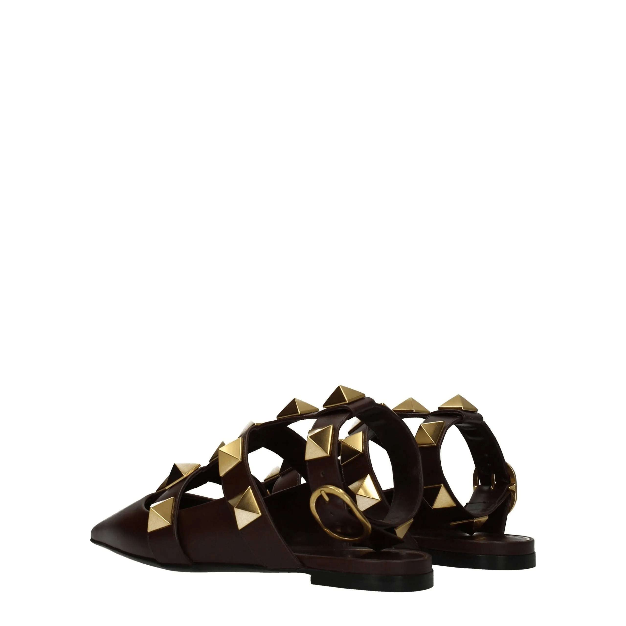 Valentino Garavani Brown Leather Flat Sandals sold by Siebentaschen product image thumbnail 4