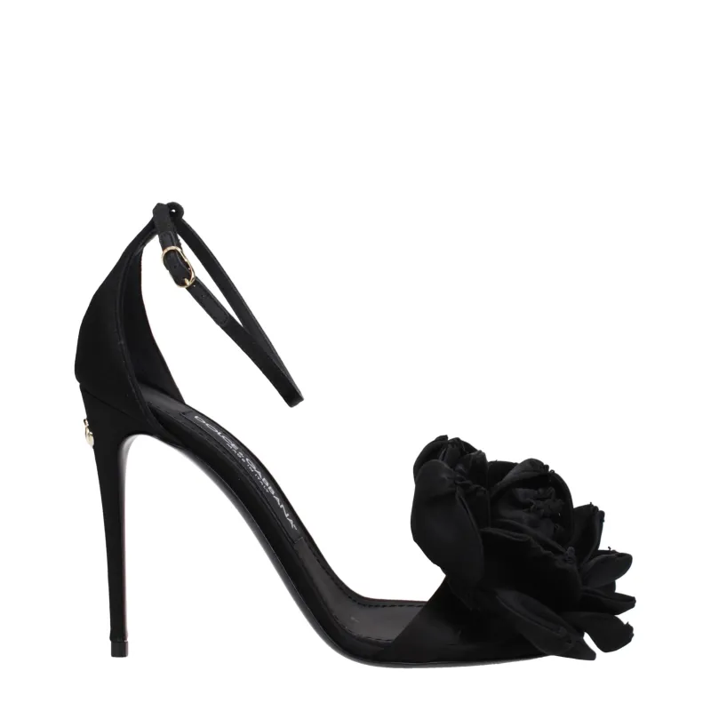 Dolce & Gabbana Black Satin Stiletto Heel Sandals sold by Siebentaschen