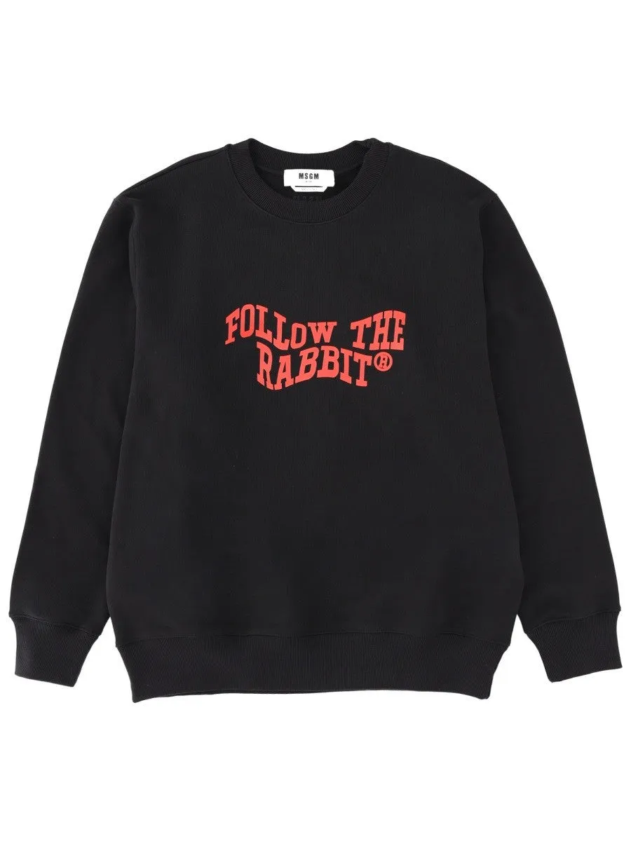 msgm "FOLLOW THE RABBIT" SWEATSHIRT sold by Siebentaschen