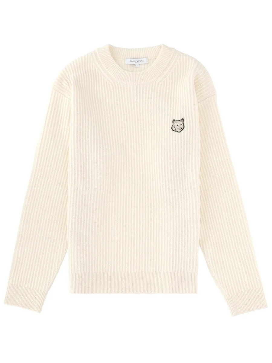 Maison Kitsune RIBBED KNIT WITH FOX PATCH sold by Siebentaschen