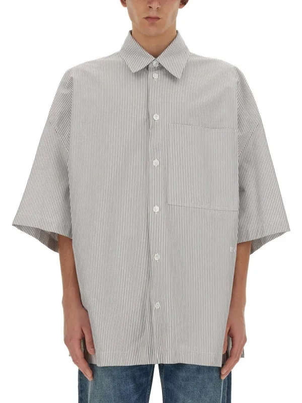 Bottega Veneta STRIPED OVERSHIRT WITH "BV" EMBROIDERY sold by Siebentaschen