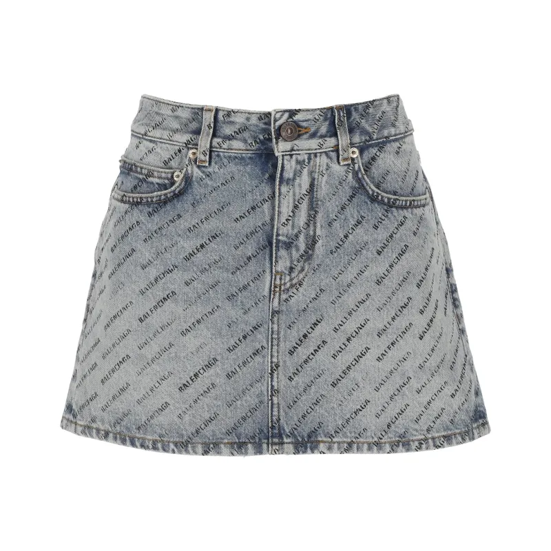Balenciaga Logo Print Denim Skirt made by Balenciaga