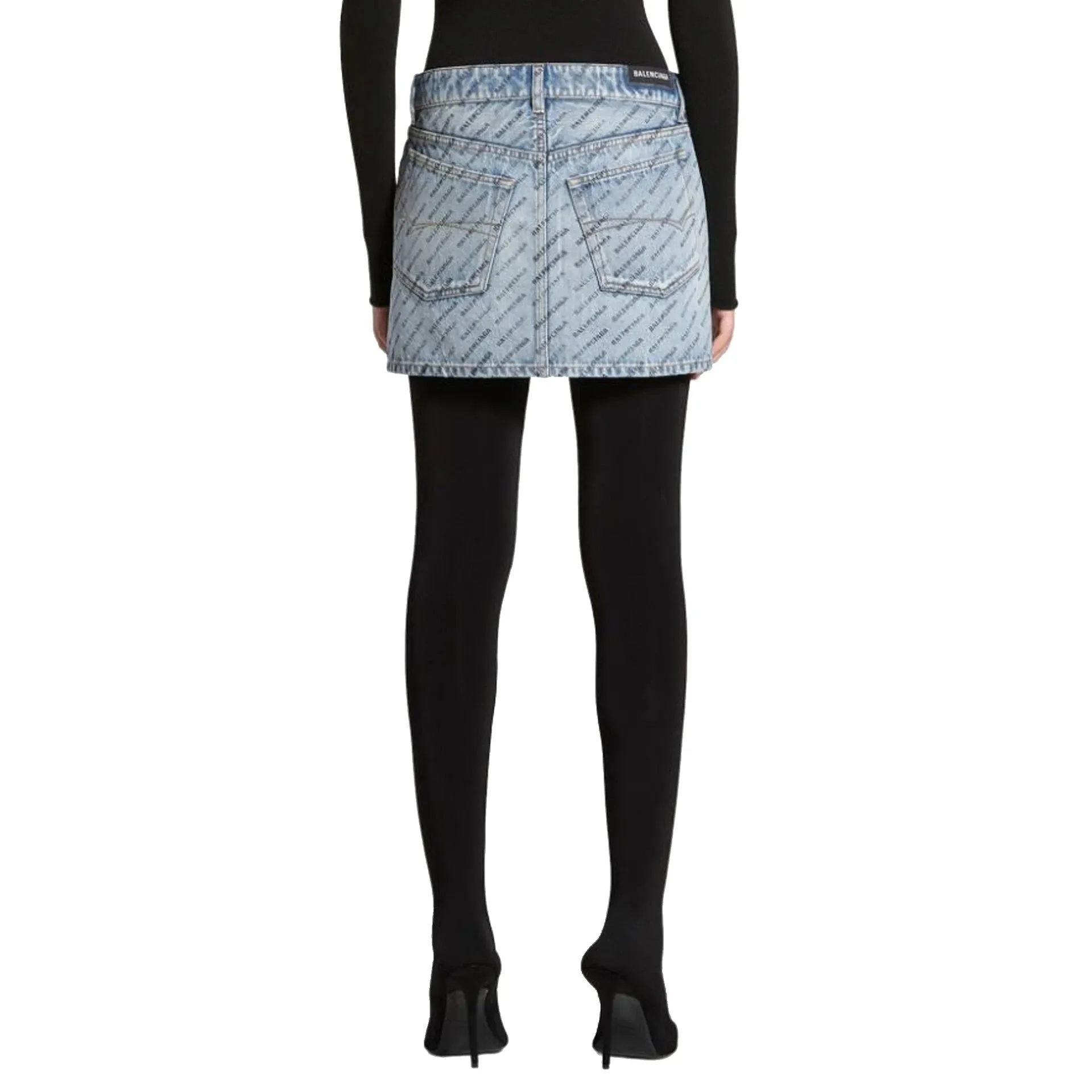 Balenciaga Logo Print Denim Skirt sold by Siebentaschen product image thumbnail 3