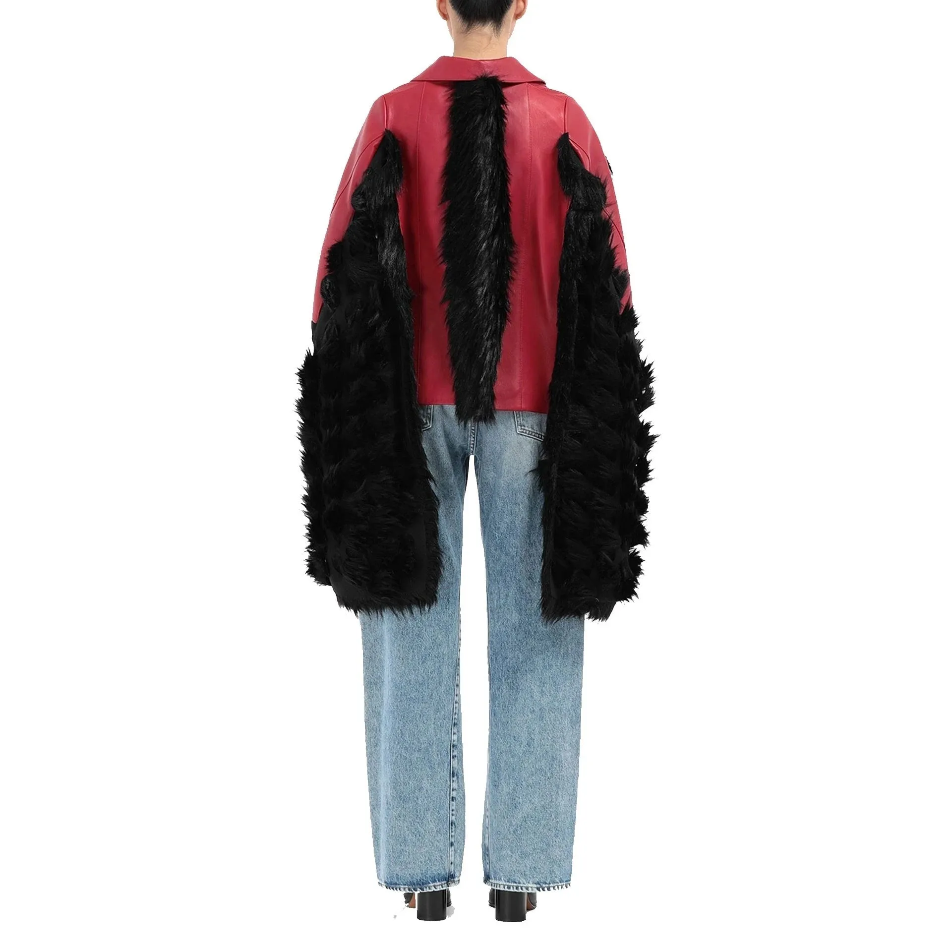 Maison Margiela Faux Fur Trimmed Leather Cape Jacket sold by Siebentaschen product image thumbnail 4