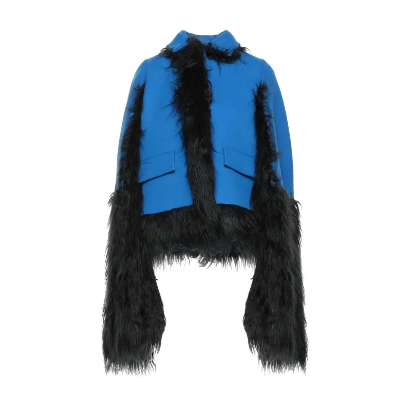 Maison Margiela Faux Fur Trimmed Cape Jacket sold by Siebentaschen
