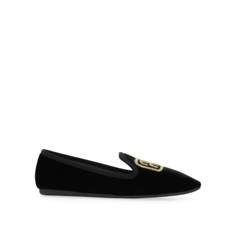 Miu Miu Logo Velvet Flats sold by Siebentaschen
