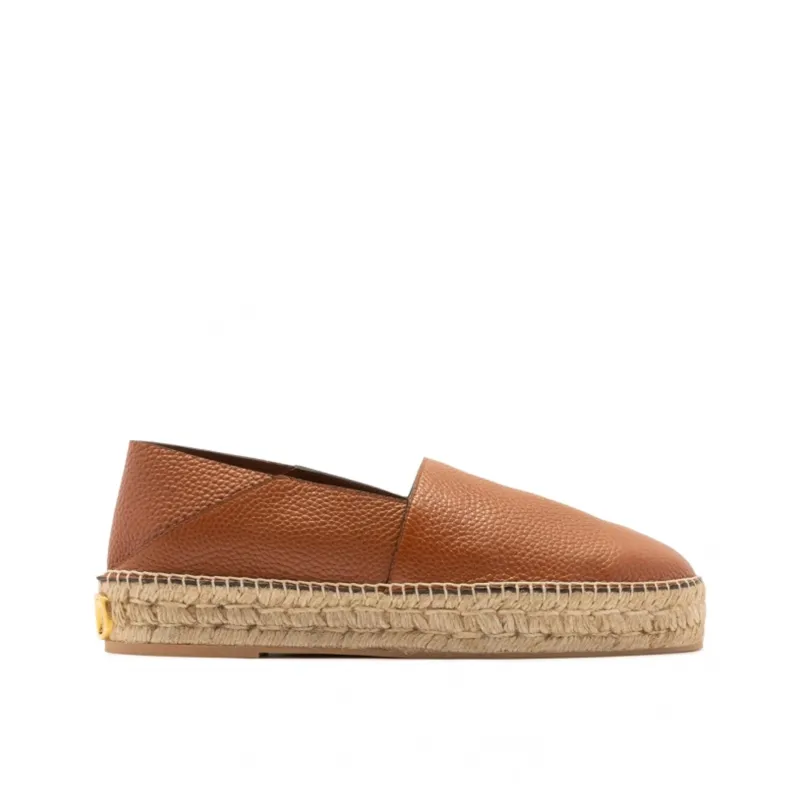 Valentino Garavani Logo-Plaque Leather Espadrilles sold by Siebentaschen