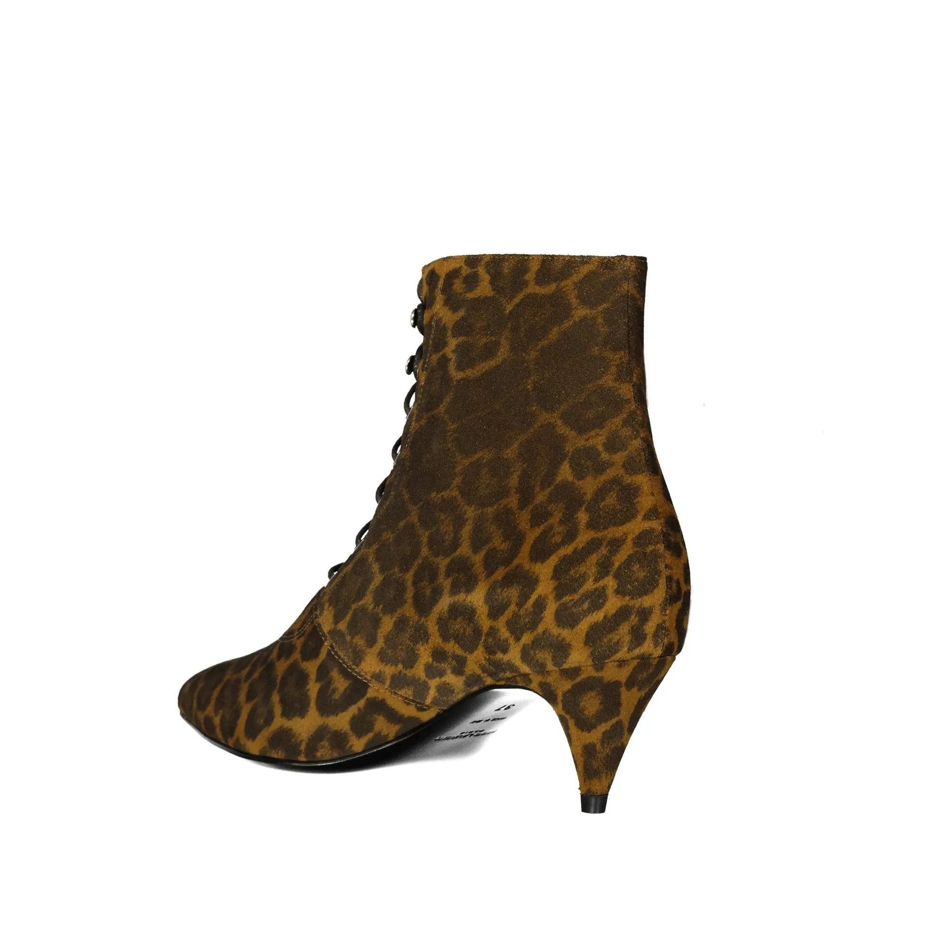 Saint Laurent Kiki Lace-Up Leopard-Print Ankle Boots sold by Siebentaschen product image thumbnail 3