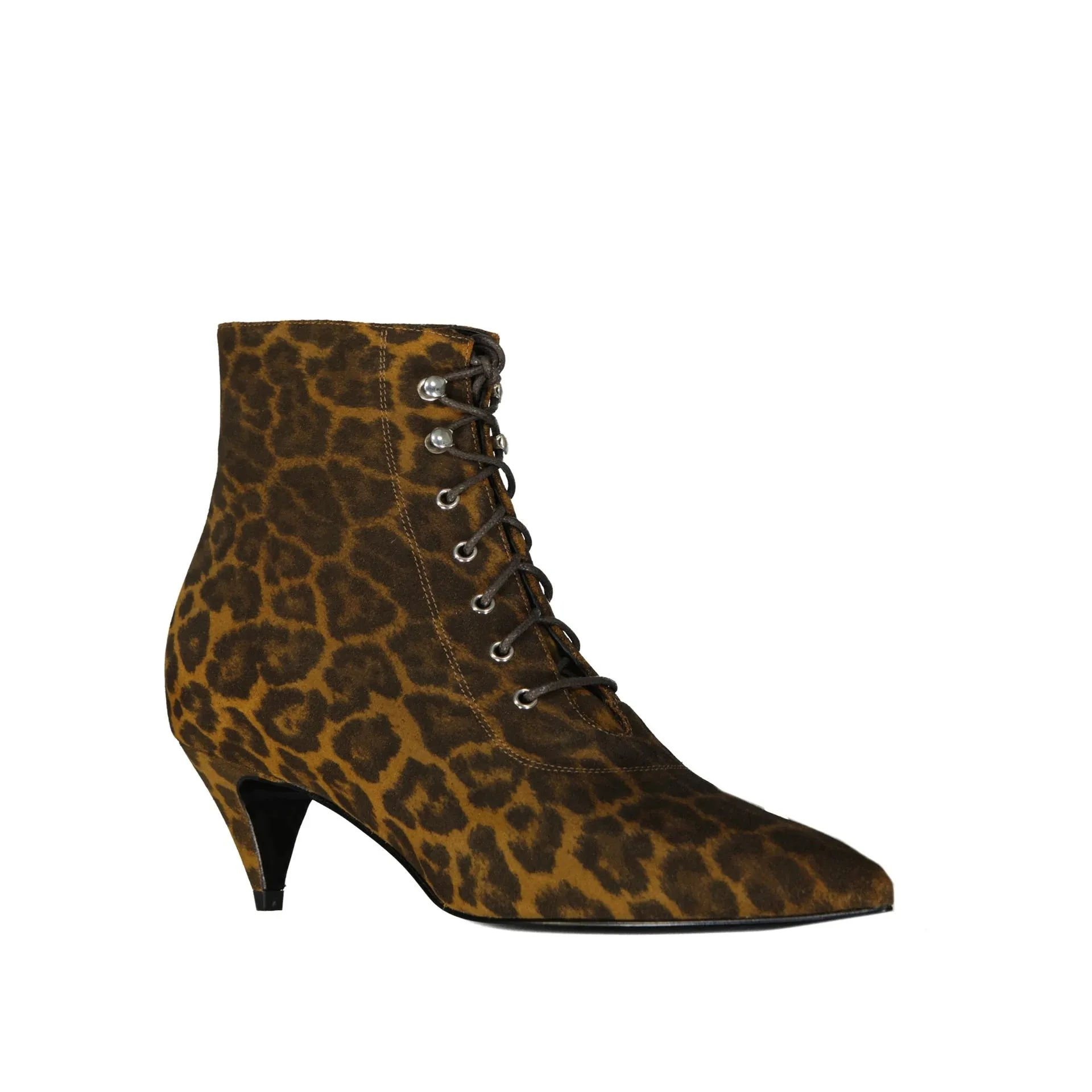 Saint Laurent Kiki Lace-Up Leopard-Print Ankle Boots sold by Siebentaschen product image thumbnail 2