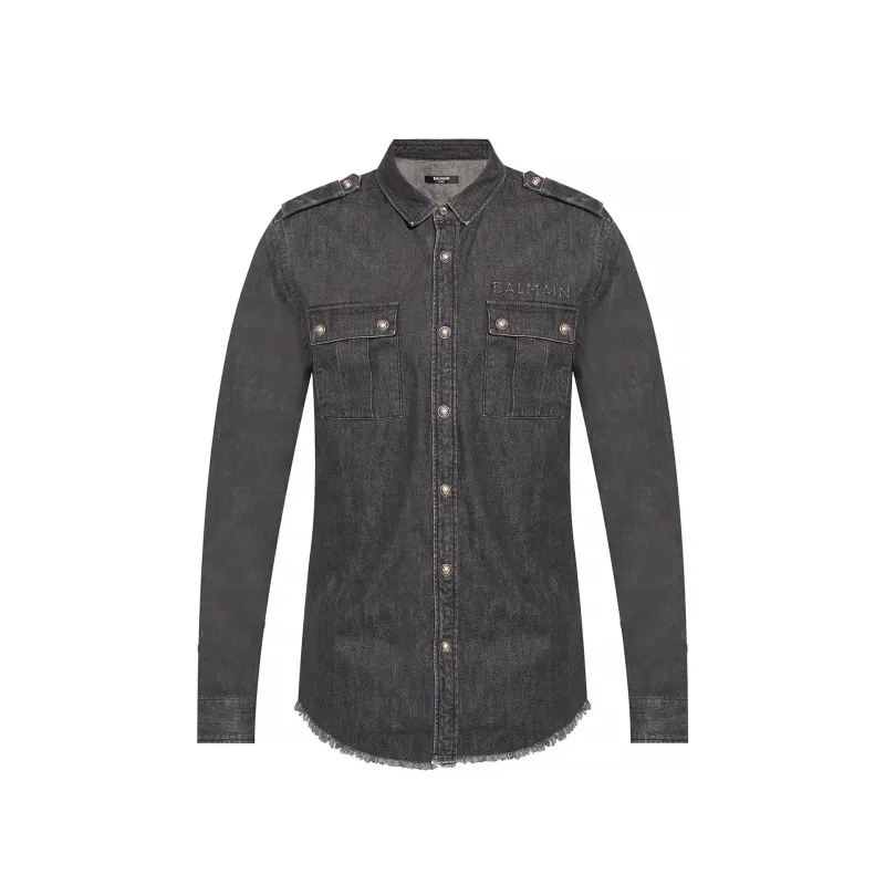 Balmain Cotton Denim Shirt sold by Siebentaschen