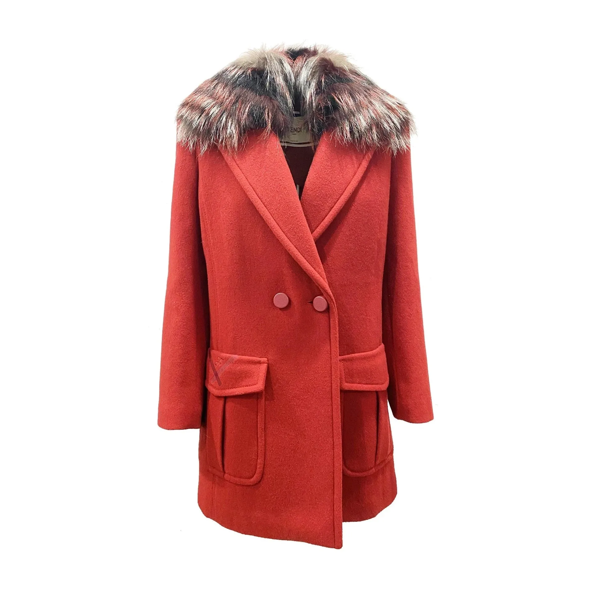 Fendi Fur Collar Wool Coat sold by Siebentaschen