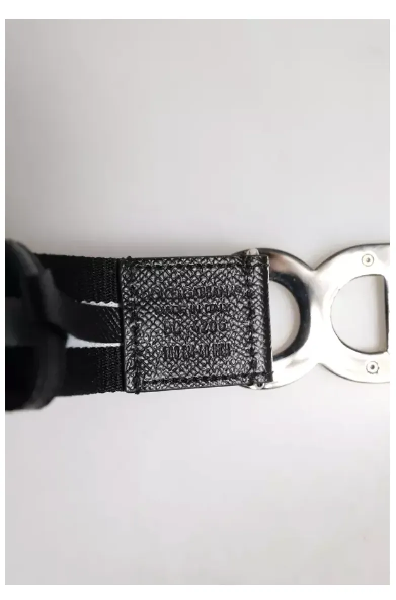 Dolce & Gabbana Black Cotton Metal DG Logo Gold Buckle Belt sold by Siebentaschen product image thumbnail 3