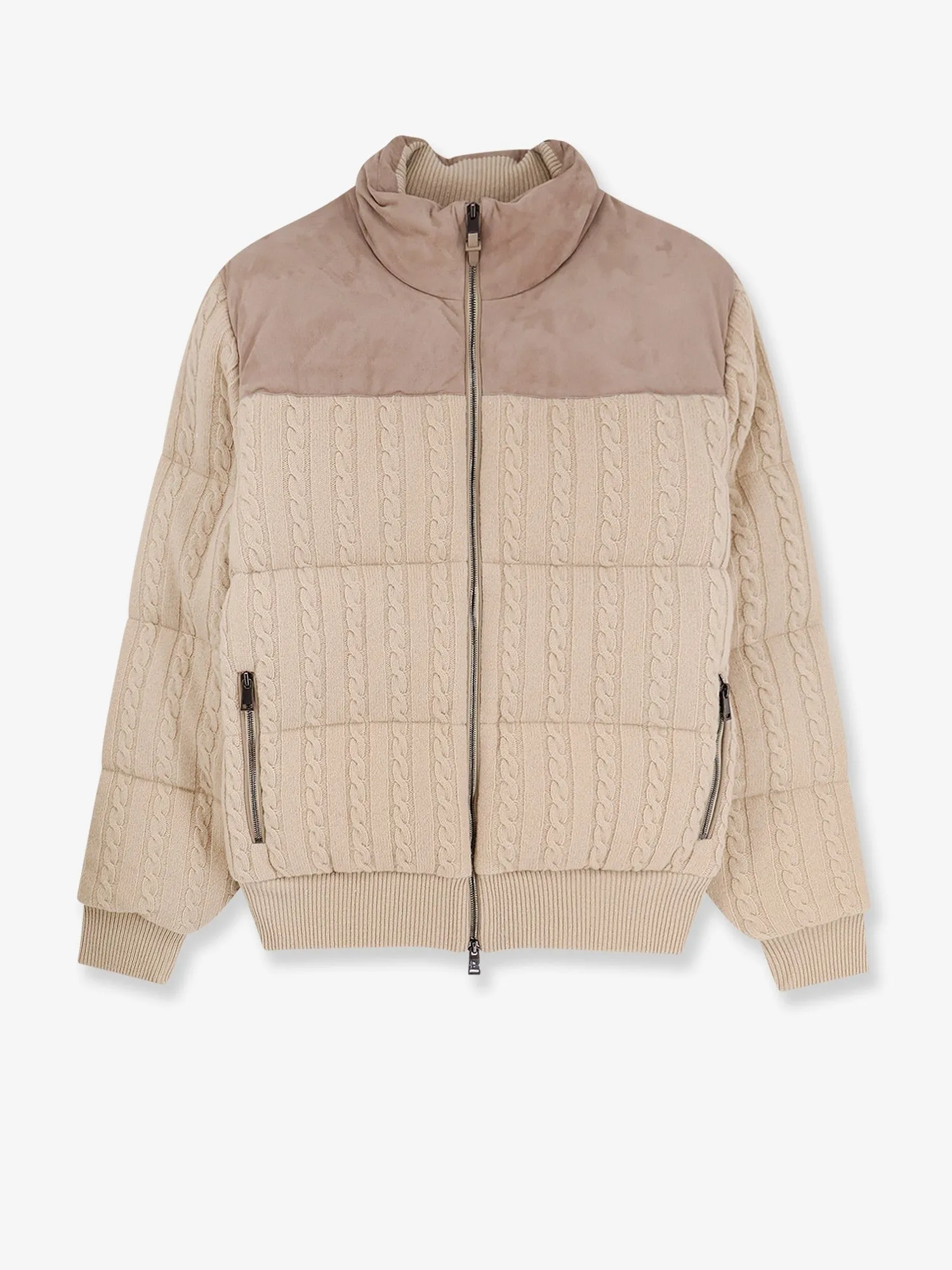 Boss Heat virgin wool and cashmere jacket with suede inserts sold by Siebentaschen