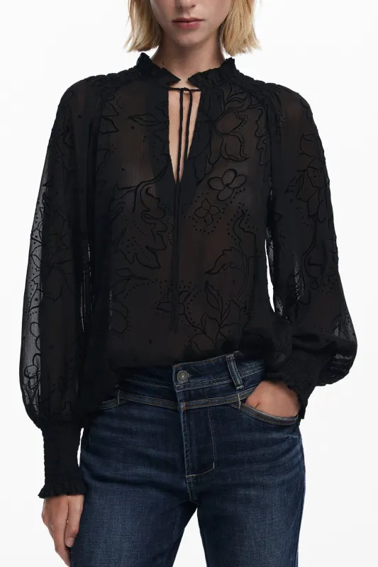 DESIGUAL WOMEN S LONG-SLEEVED SHIRT, BLACK made by Desigual