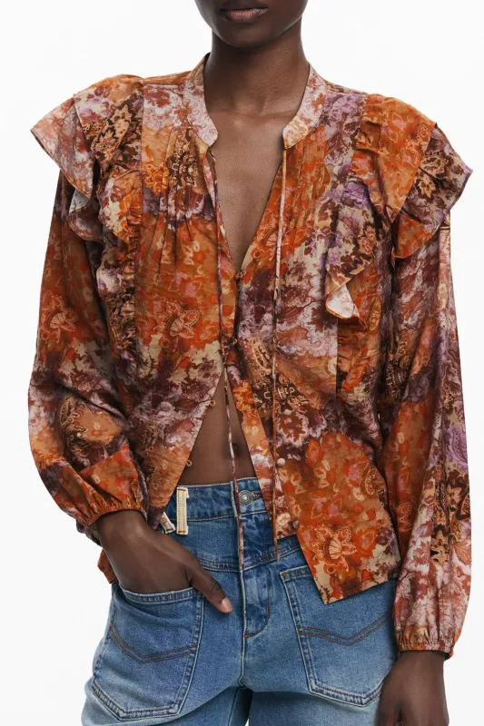 DESIGUAL WOMEN S LONG-SLEEVED SHIRT, ORANGE sold by Siebentaschen
