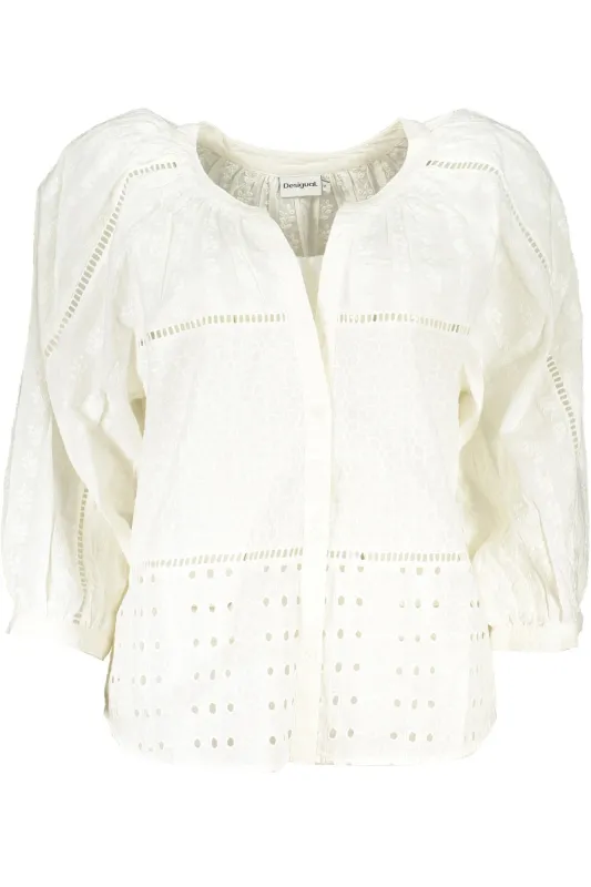 DESIGUAL WOMEN S LONG SLEEVE SHIRT WHITE made by Desigual