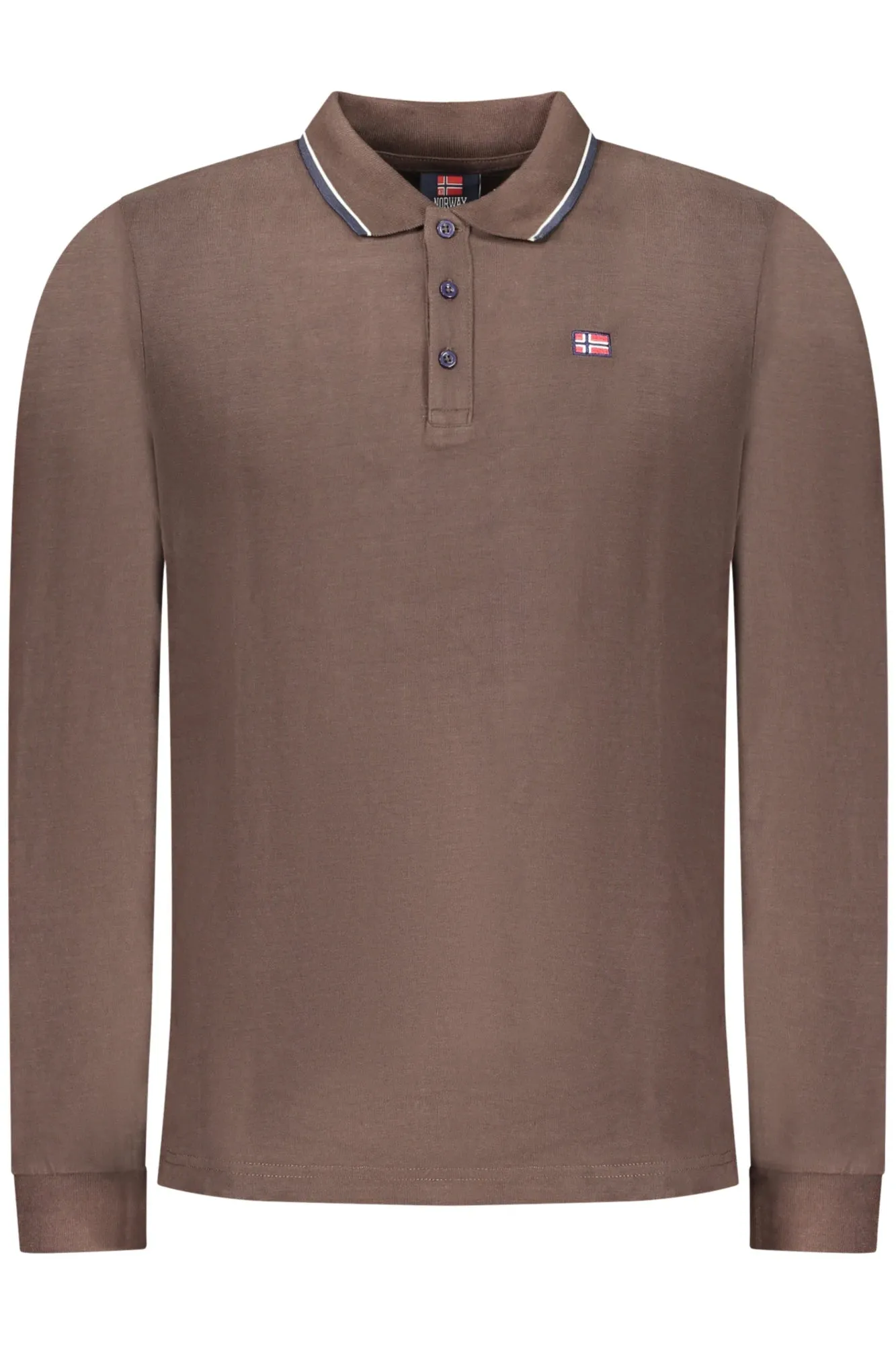 NORWAY 1963 MEN S LONG-SLEEVE POLO SHIRT, BROWN sold by Siebentaschen