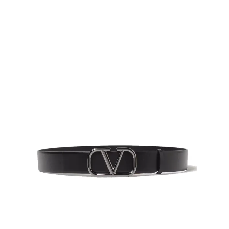 Valentino Garavani VLogo Signature Leather Belt – Black – Mens Belt sold by Siebentaschen