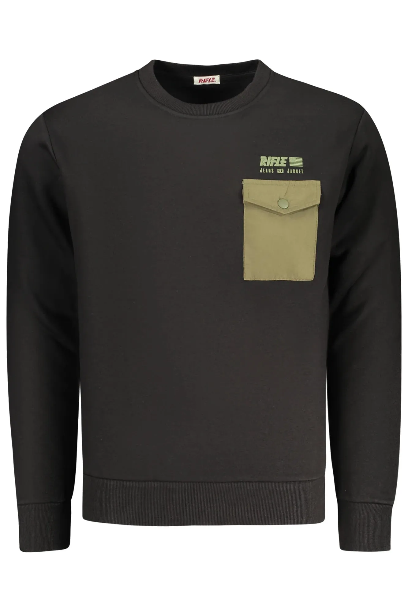 RIFLE MEN S BLACK ZIP-UP SWEATSHIRT sold by Siebentaschen