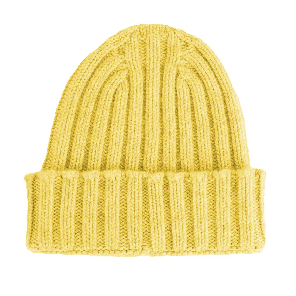 100% cashmere English knit hat yellow sold by Siebentaschen product image thumbnail 2