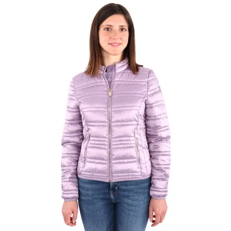 Yes Zee lightweight quilted short down jacket purple made by Siebentaschen