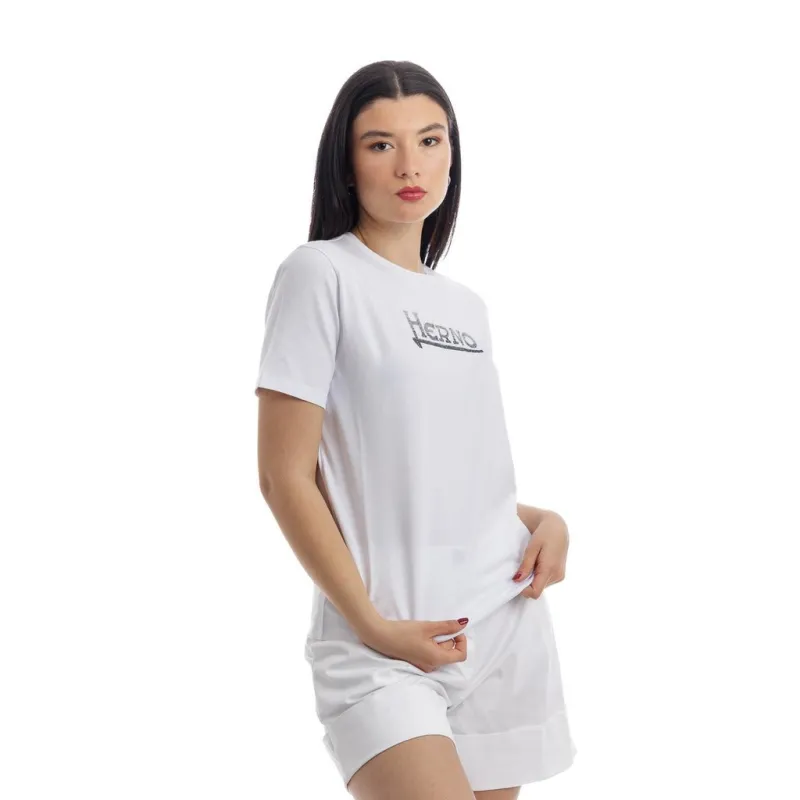 Herno women's t-shirt bianca strass, white made by Herno