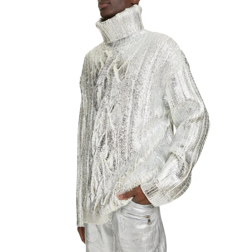 Balmain virgin wool and lyocell turtleneck sweater, silver sold by Siebentaschen product image thumbnail 2