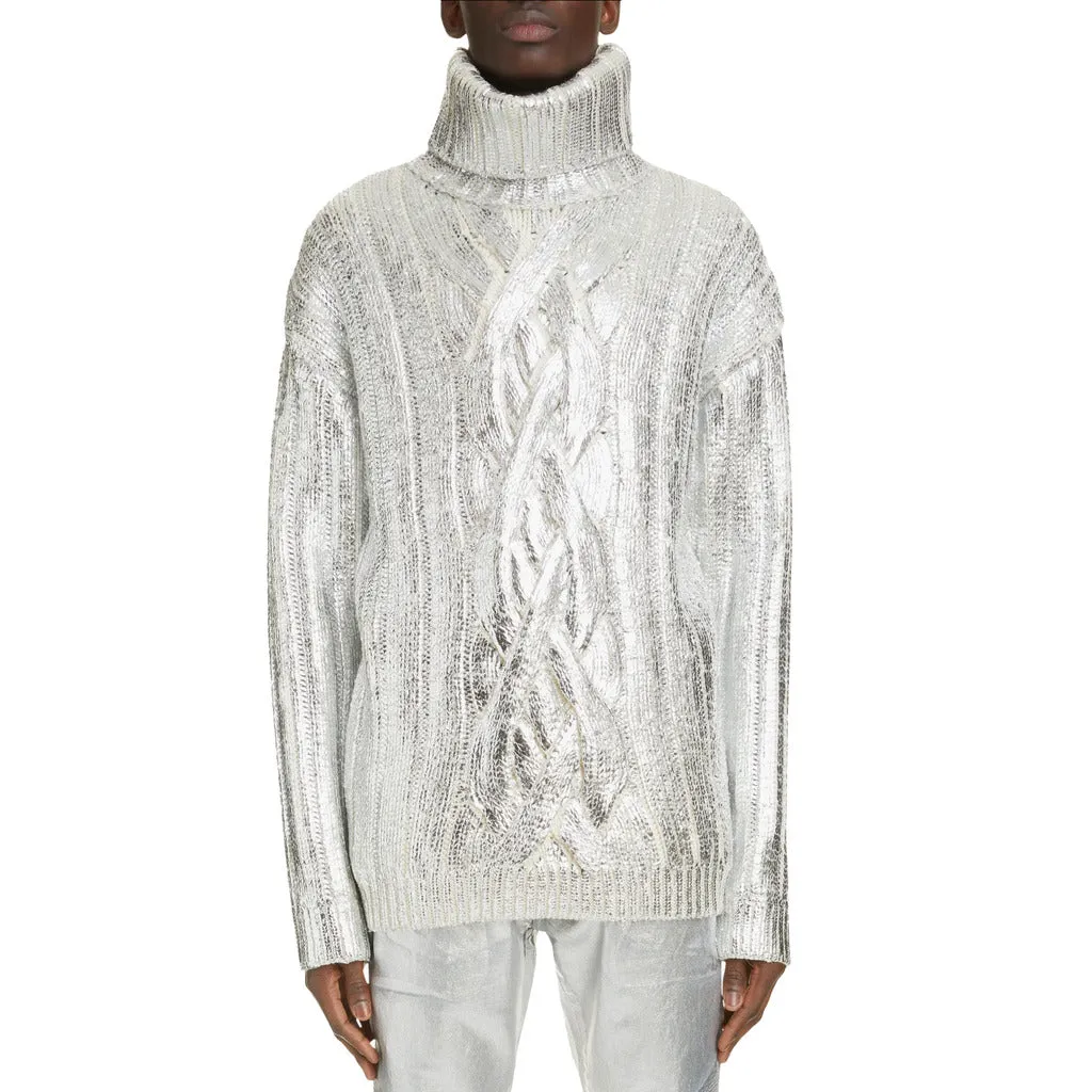 Balmain virgin wool and lyocell turtleneck sweater, silver sold by Siebentaschen product image thumbnail 5