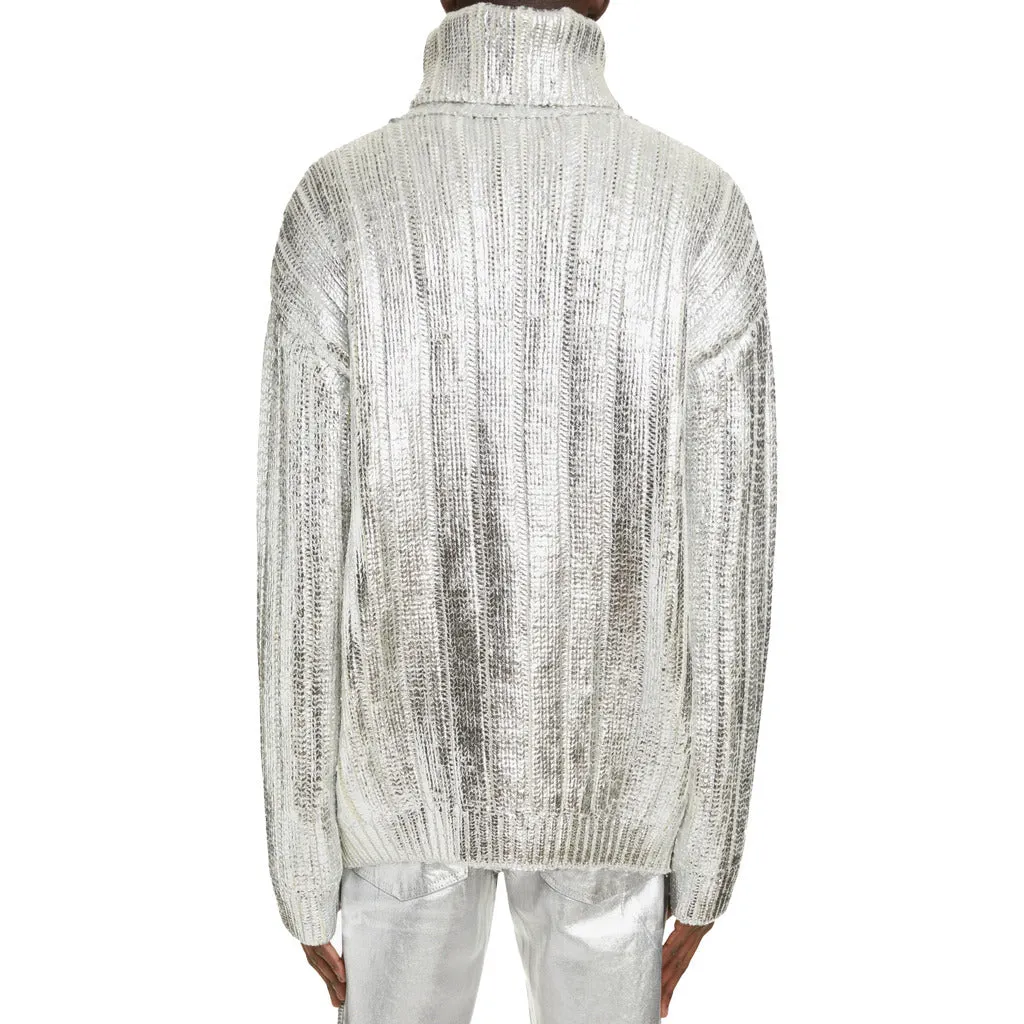 Balmain virgin wool and lyocell turtleneck sweater, silver sold by Siebentaschen product image thumbnail 3