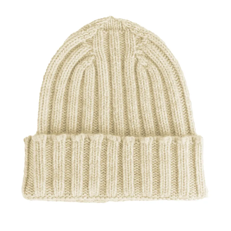 100% cashmere English knit hat beige sold by Siebentaschen