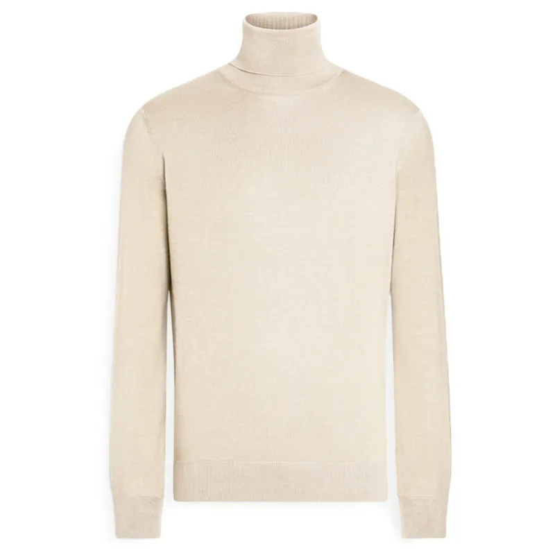 emilio romanelli - Sweaters - 87103-dolcevita-117beige made by Siebentaschen