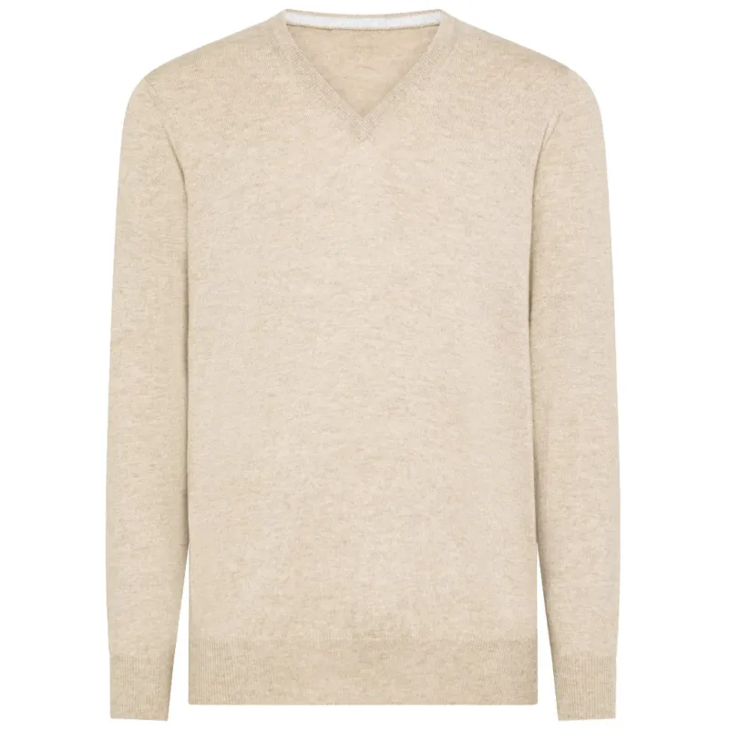emilio romanelli - Sweaters - 87101-scolloV-117beige sold by Siebentaschen