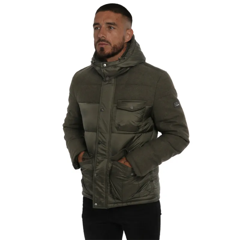 Yes Zee Men Wool Green Down Jacket made by Siebentaschen