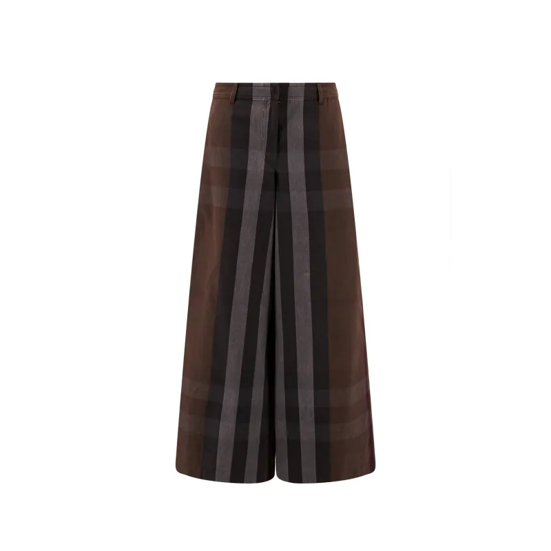 Burberry Checked Wide Leg Canvas Pants made by Burberry