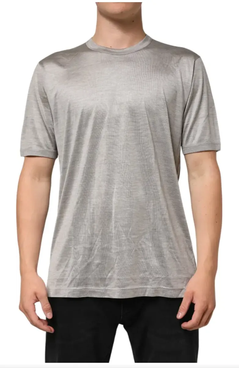 Dolce & Gabbana Beige Hazelnut Silk Shortsleeve Shirt T-shirt sold by Siebentaschen