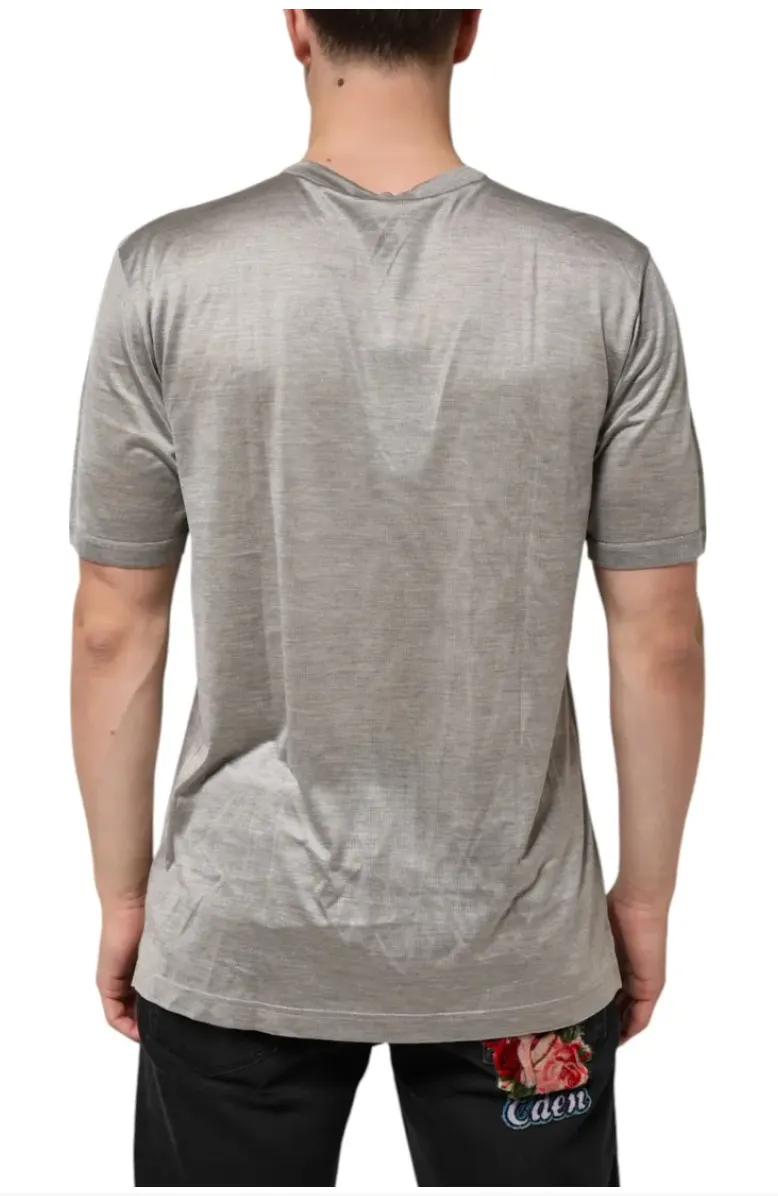 Dolce & Gabbana Beige Hazelnut Silk Shortsleeve Shirt T-shirt sold by Siebentaschen product image thumbnail 5