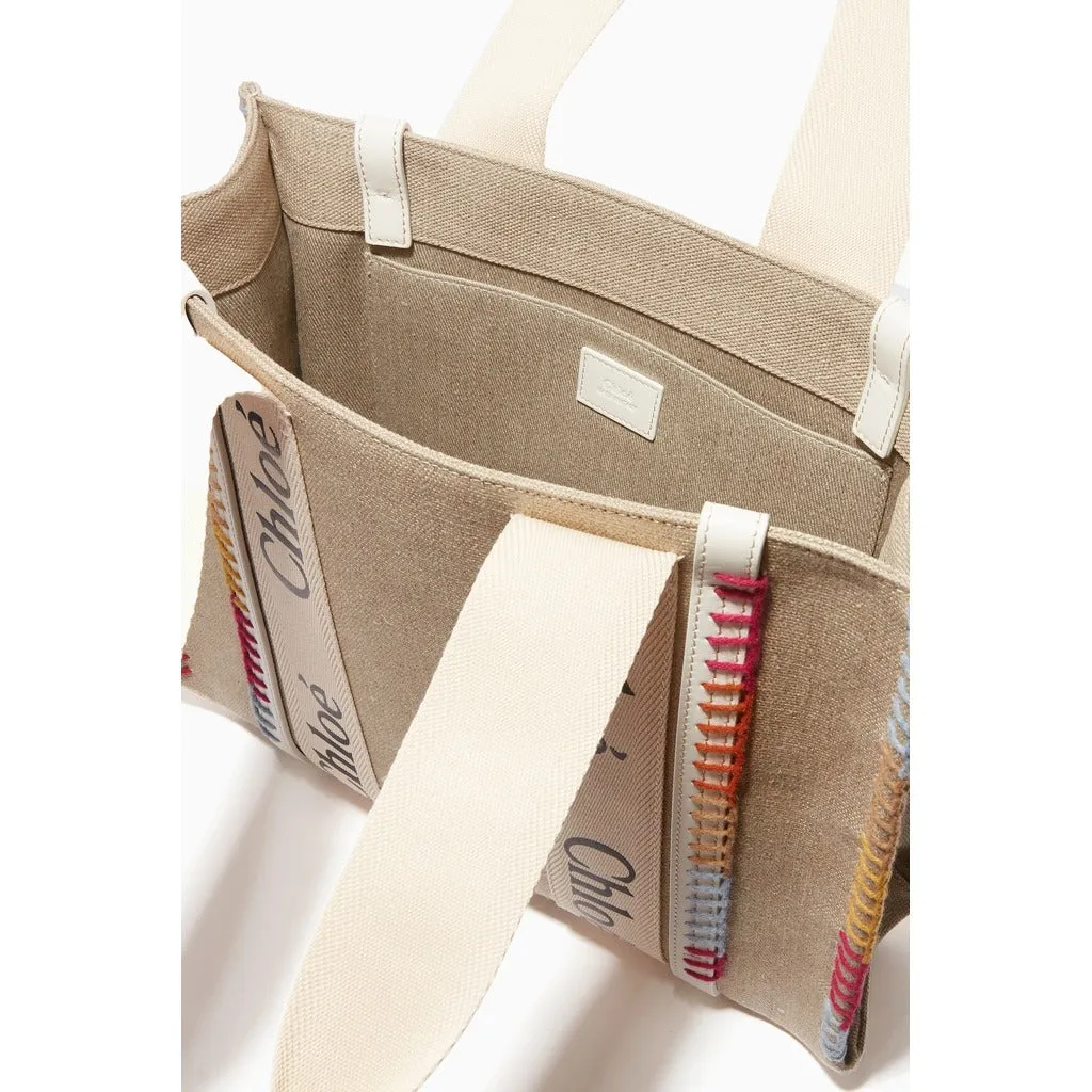 Chloè woody whipstitched canvas crossbody bag, beige sold by Siebentaschen product image thumbnail 4