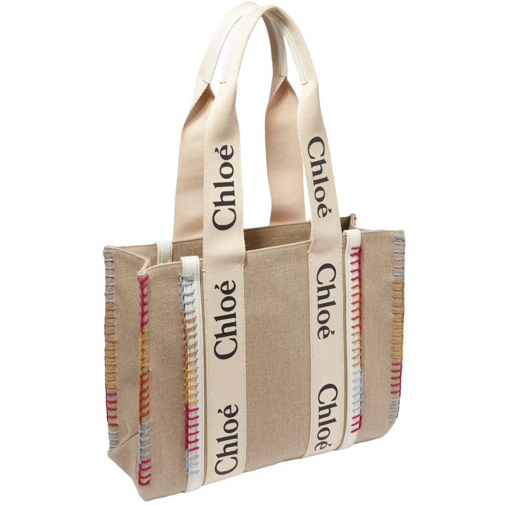 Chloè woody whipstitched canvas crossbody bag, beige sold by Siebentaschen product image thumbnail 2