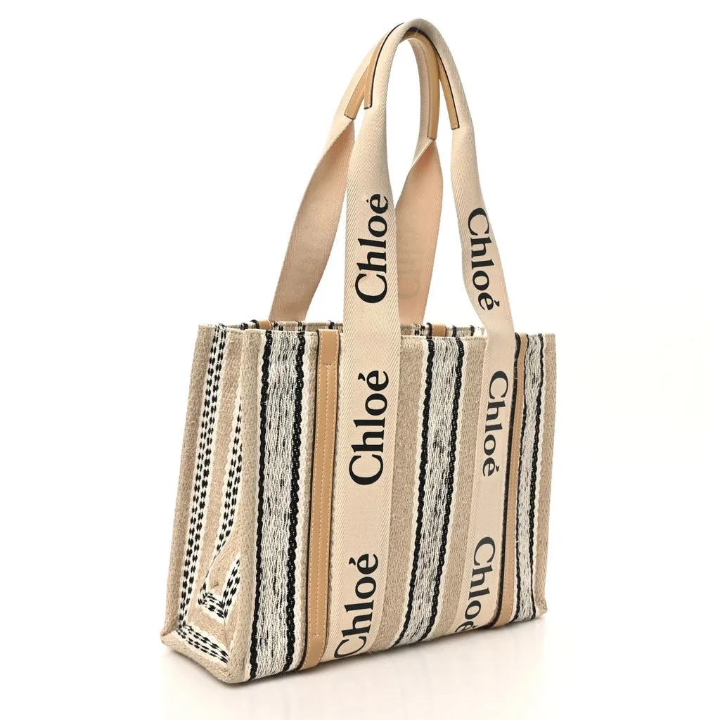 Chloé woody medium canvas tote bag, nude sold by Siebentaschen product image thumbnail 2