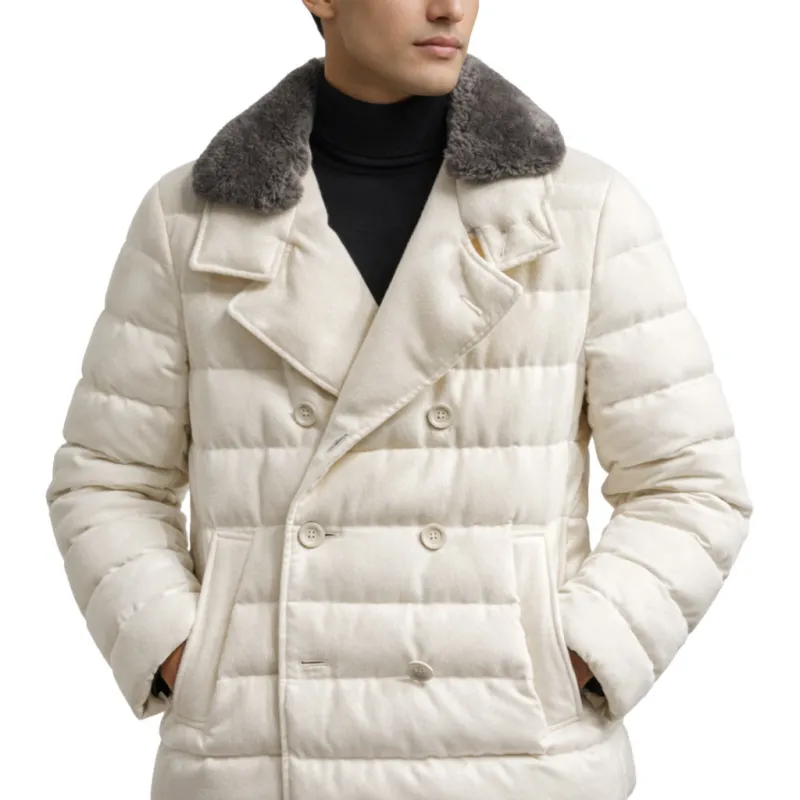 Herno cream-colored double-breasted jacket, white made by Herno