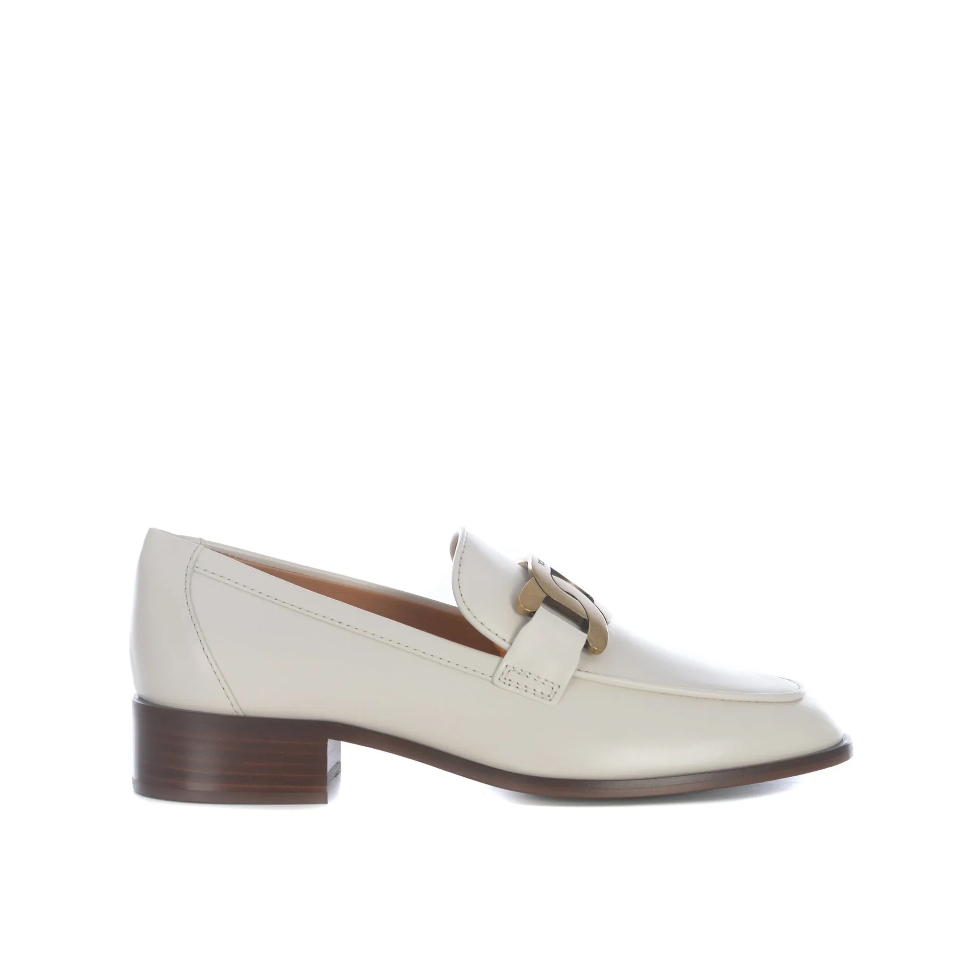Tod's Leather Loafers-White-WOMEN sold by Siebentaschen