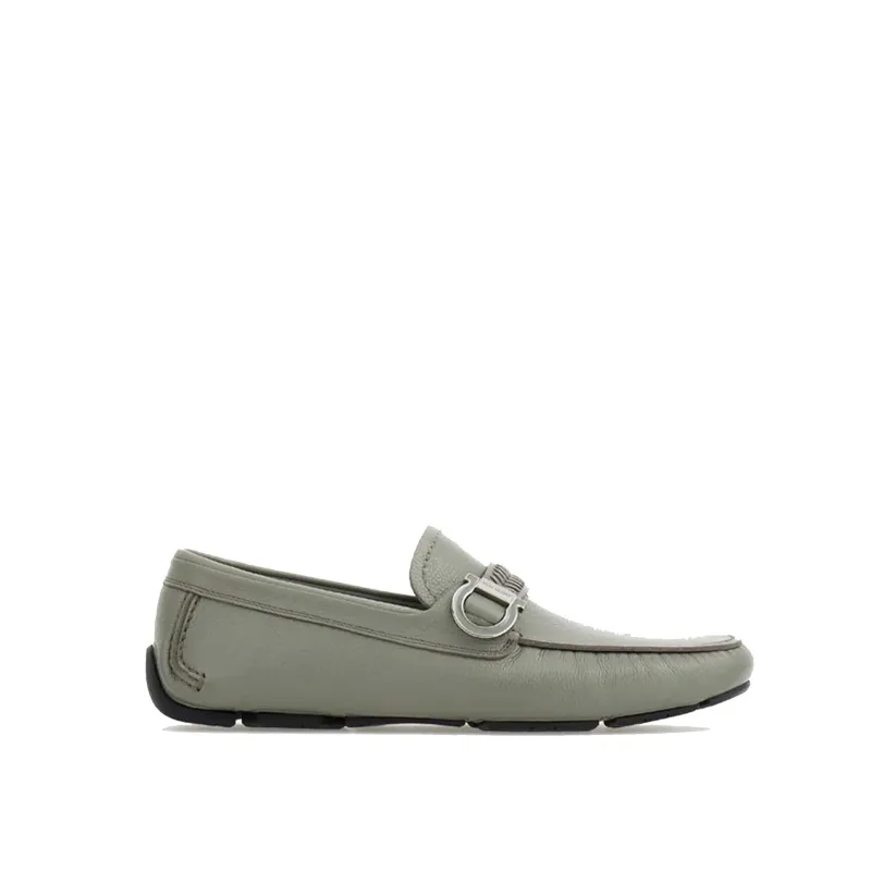 SALVATORE Ferragamo Calipso Leather Loafers-Gray-MEN sold by Siebentaschen
