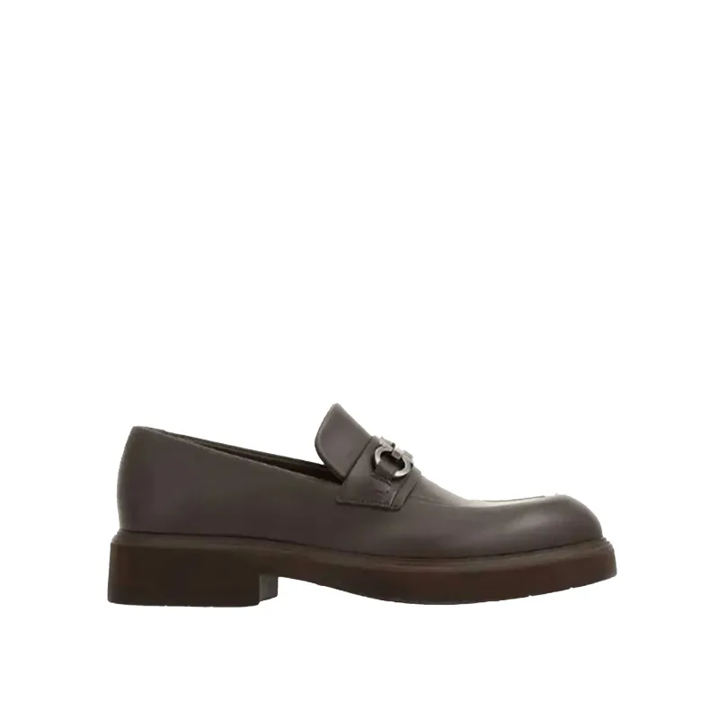 SALVATORE FERRAGAMO Fiorello Leather loafers-Brown-MEN sold by Siebentaschen