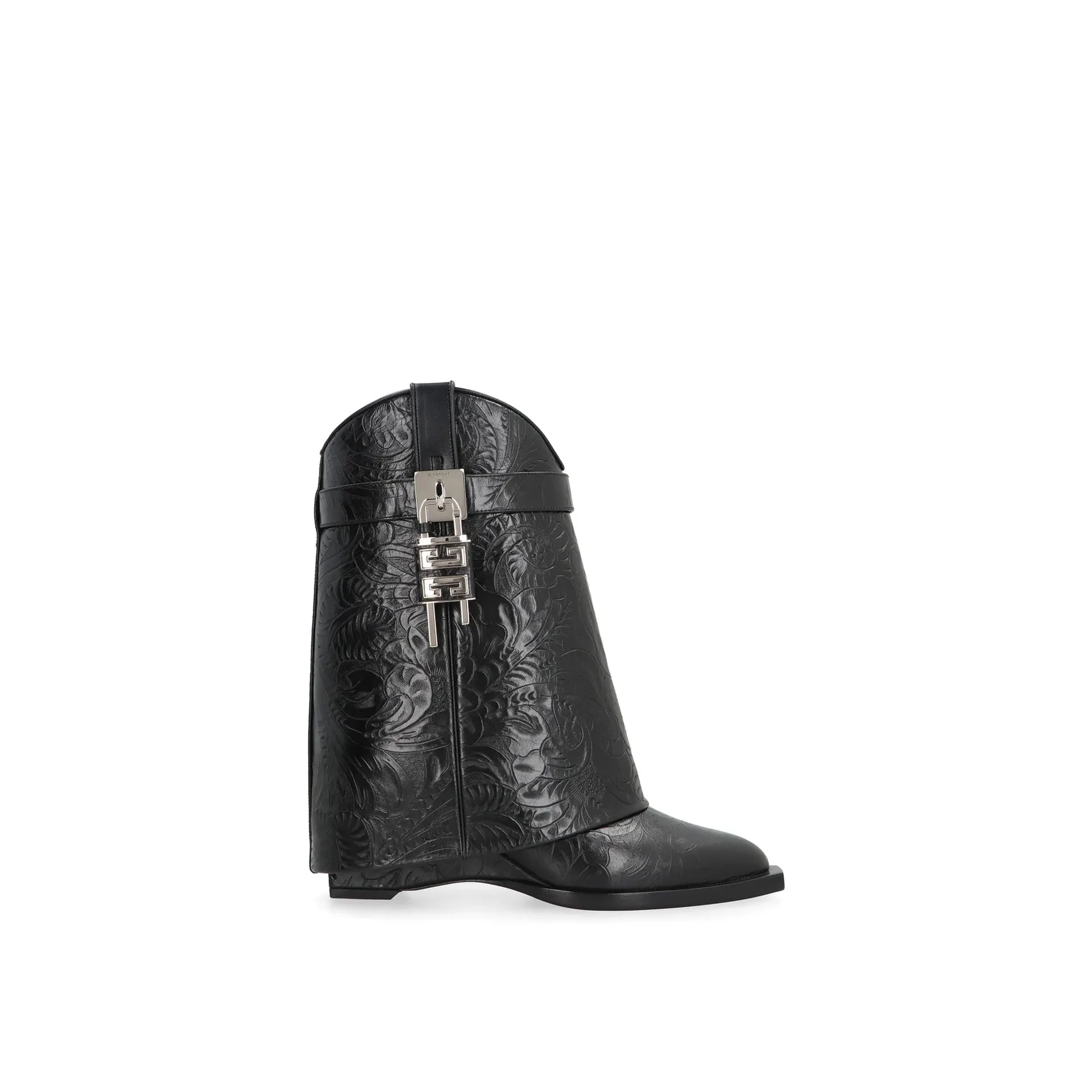 Givenchy Lock Cowboy Boots-Black-WOMEN sold by Siebentaschen