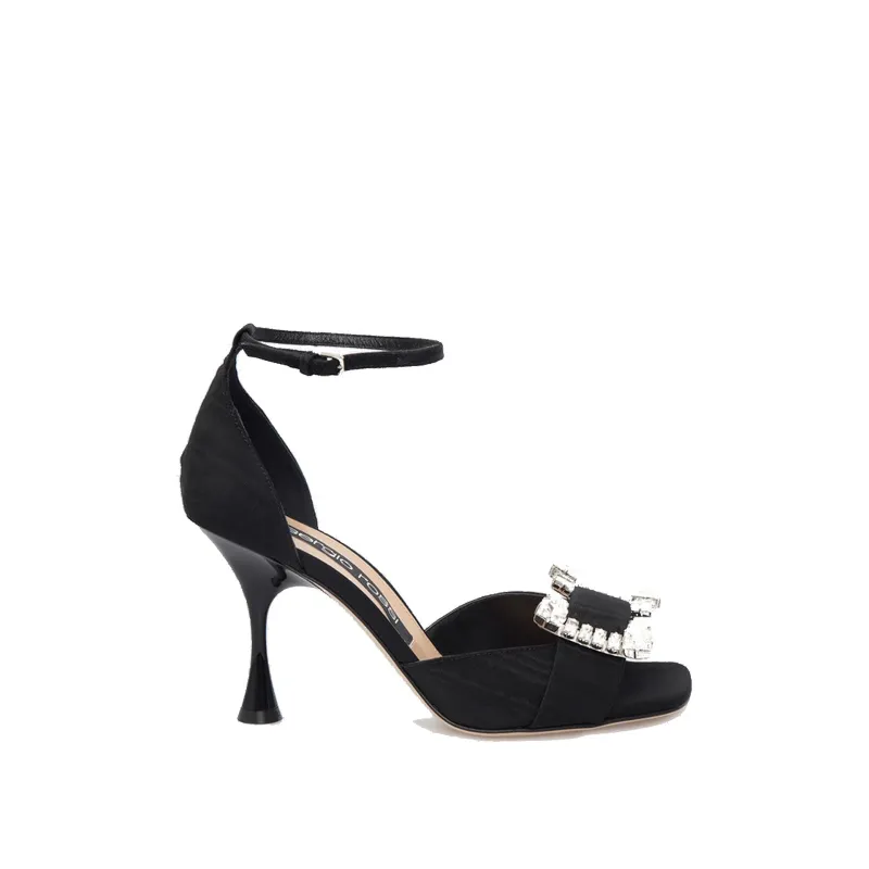Sergio Rossi SR Twenty Crystal Sandals-Black-WOMEN made by Sergio Rossi