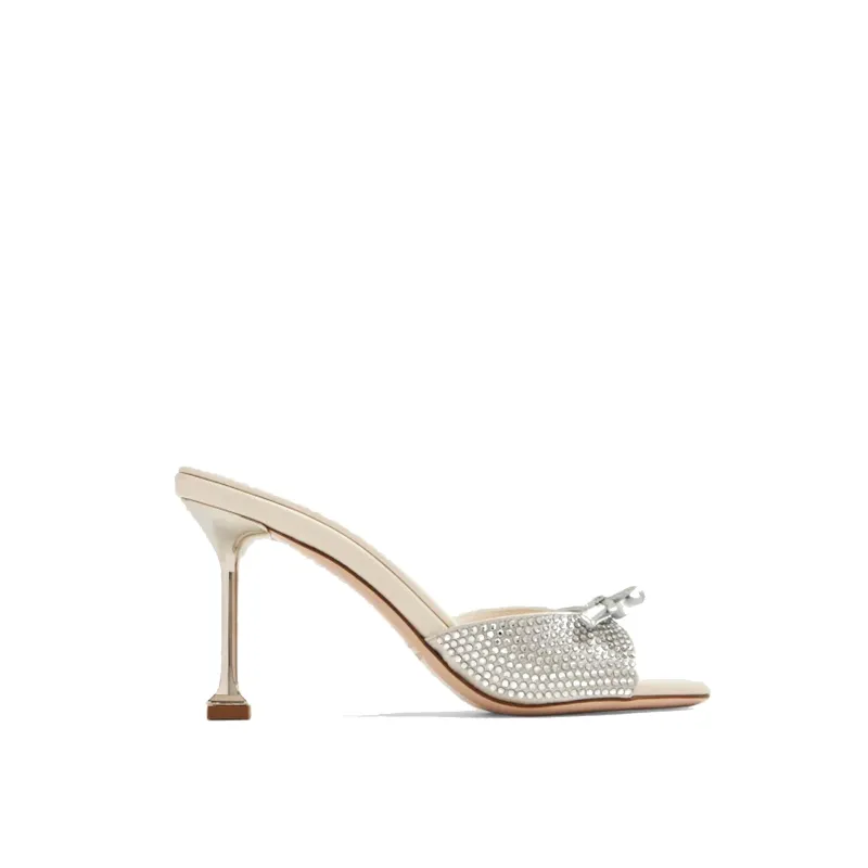 Miu Miu Leather Crystals Mules-Silver-WOMEN sold by Siebentaschen
